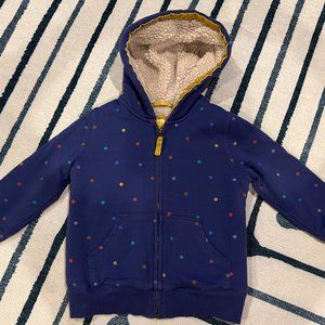 Mini Boden Blue Polka Dot Sherpa Jacket Size 5-6Y